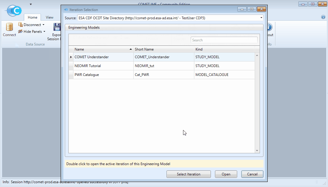 Open a model with login