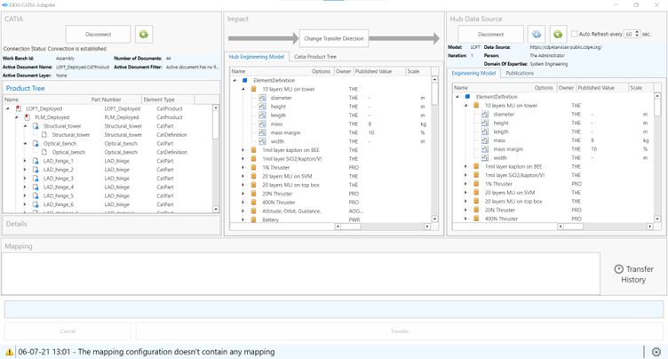 The main window with both data source connected.