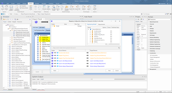 Mapping the selected elements to ElementDefinition and Requirement.