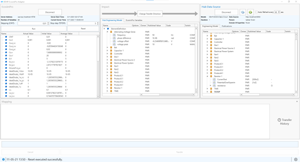 The main window with both data source connected.