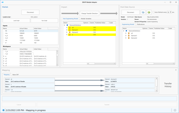 Preview of the defined mapping done in **Figure 19** Mapping one matrix to a new ArayParameterType Parameter of a new ElementDefinition.