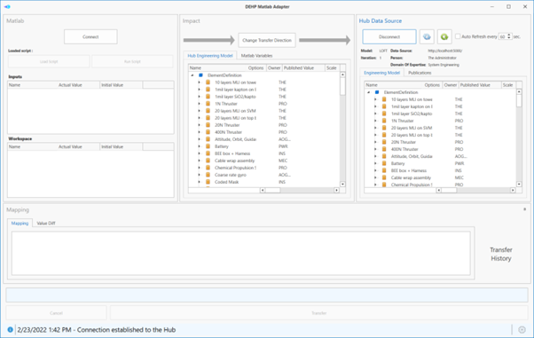 The main window with the ElementDefinition tree after opening an Iteration.