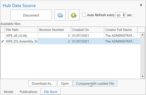 Calling the STEP files comparison functionality