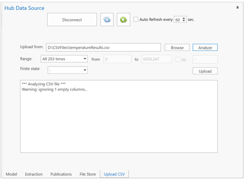 The "Upload CSV" tab after analyze of the selected CSV file